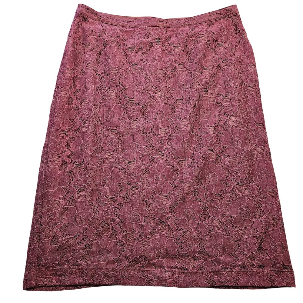 Banana Republic Burgundy Floral Lace Pencil Skirt Plum Size 6 NWT